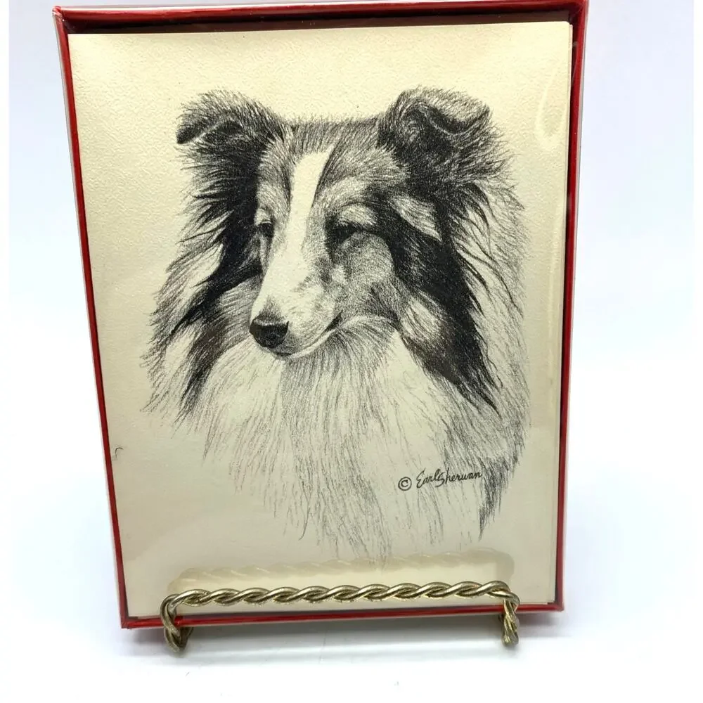 VTG Earl Sherwan‎ Dog Note cards/envelope 10 PK 1967 Shetland Sheepdog NOS